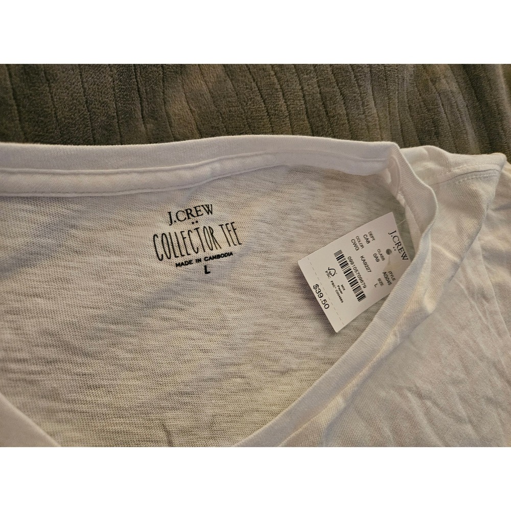 J.Crew Collector Tee White Gold Glitter Cheers Graphic T-Shirt Large NEW - Picture 2 of 8